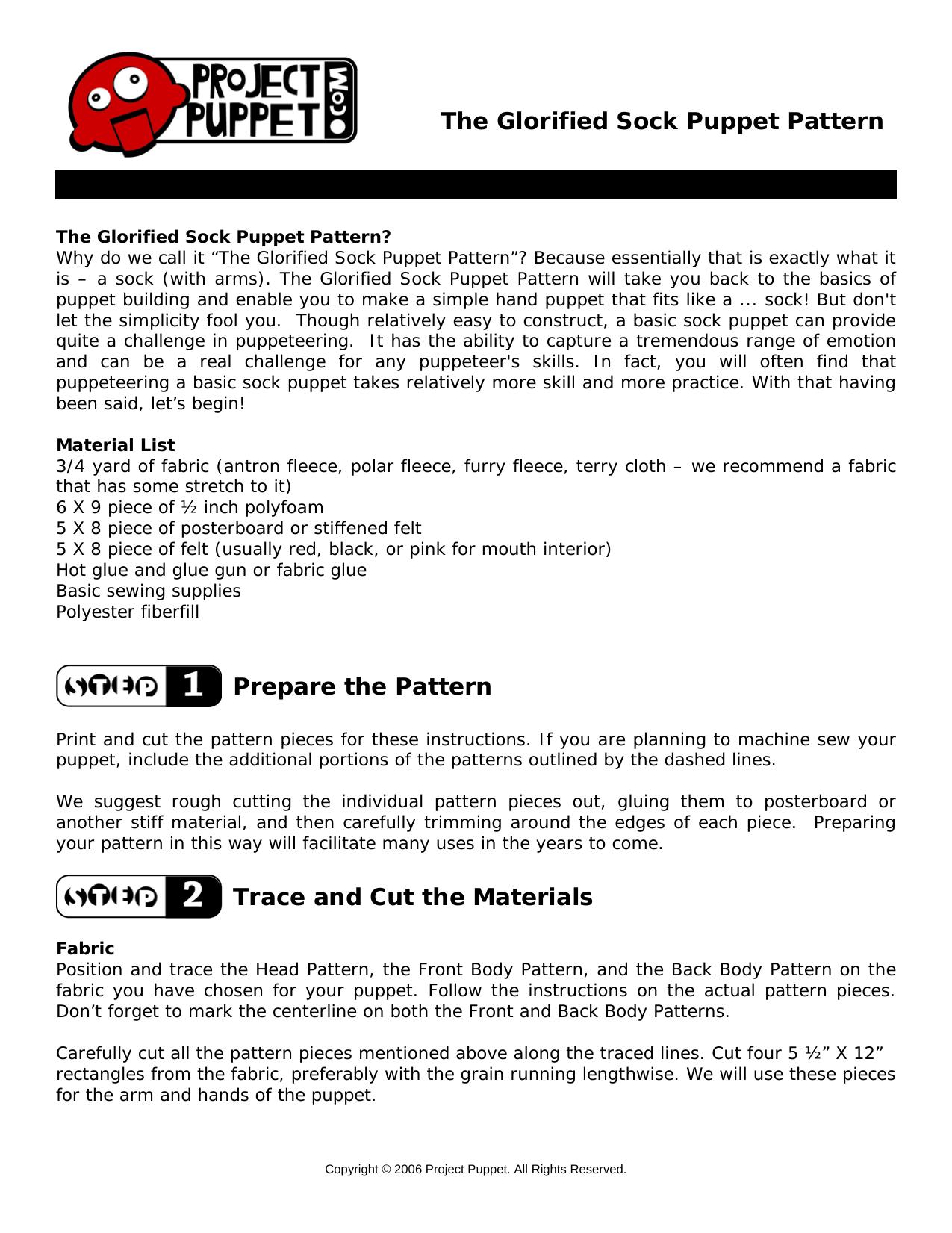 The Glorified Sock Puppet Pattern by Project Puppet