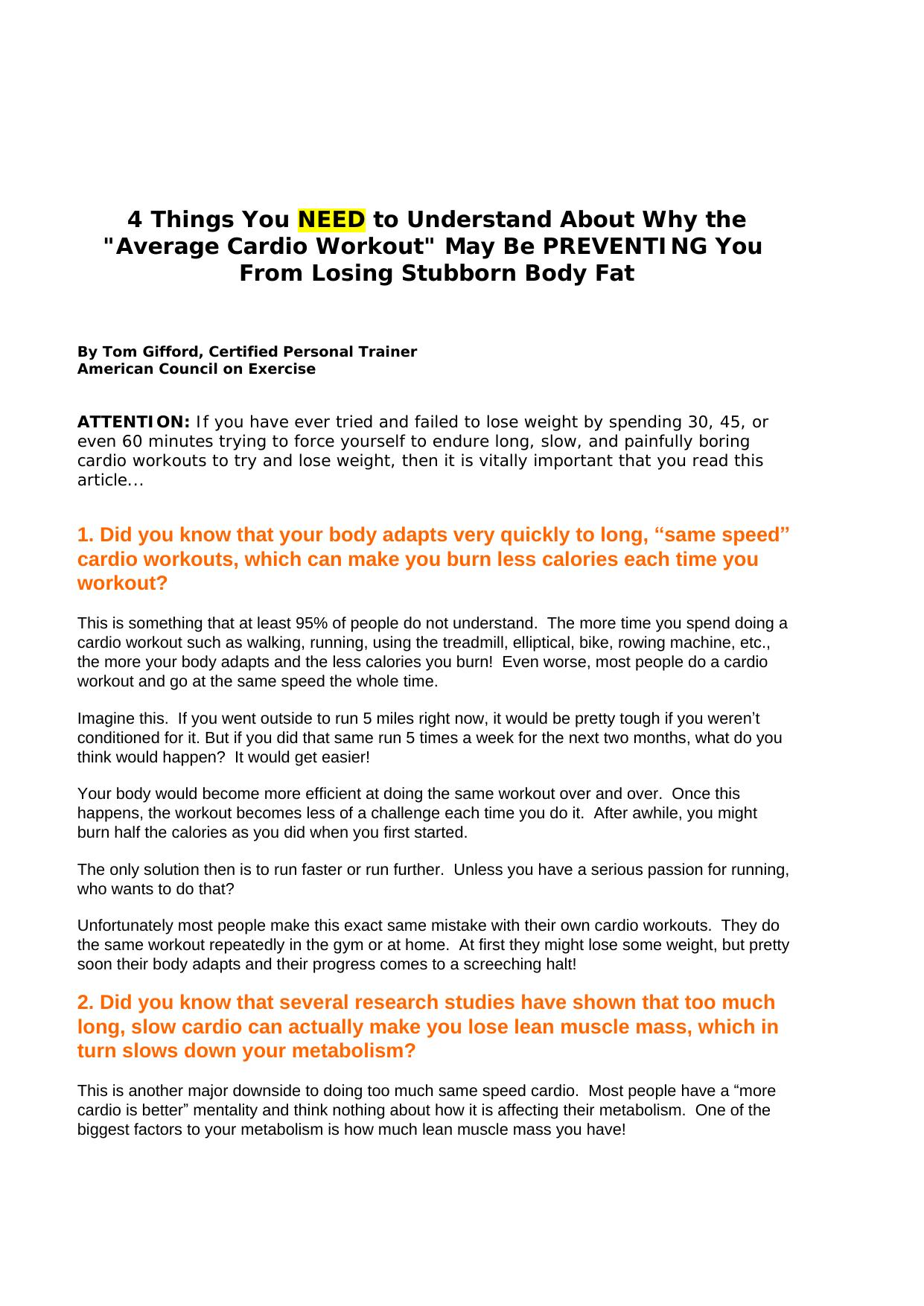 The Great Cardio Myth. by Best of Kuszter's Collection