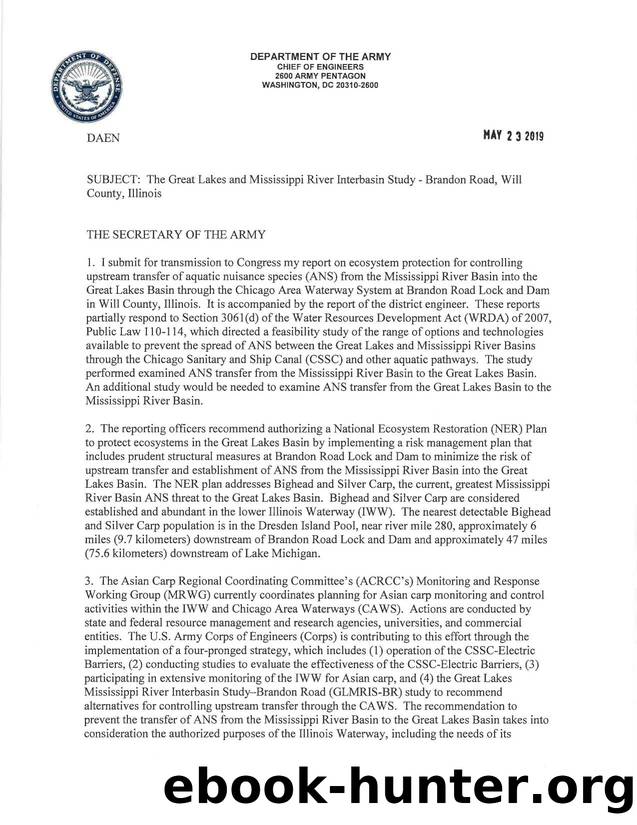 The Great Lakes and Mississippi River interbasin study - Brandon Road, Will County, Illinois by Department of the Army