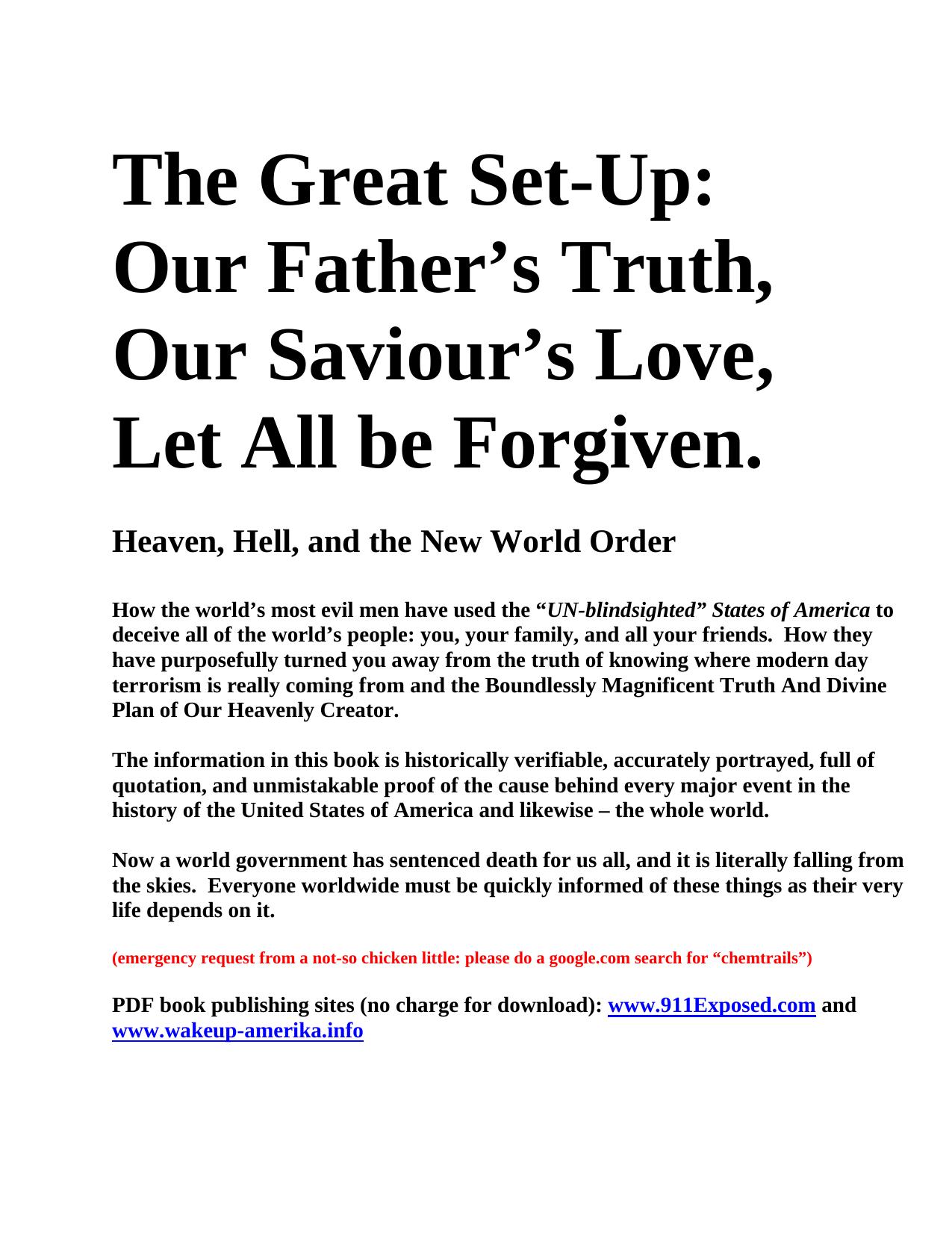 The Great Set-Up - The New World Order by (212 Pages Illustrated)