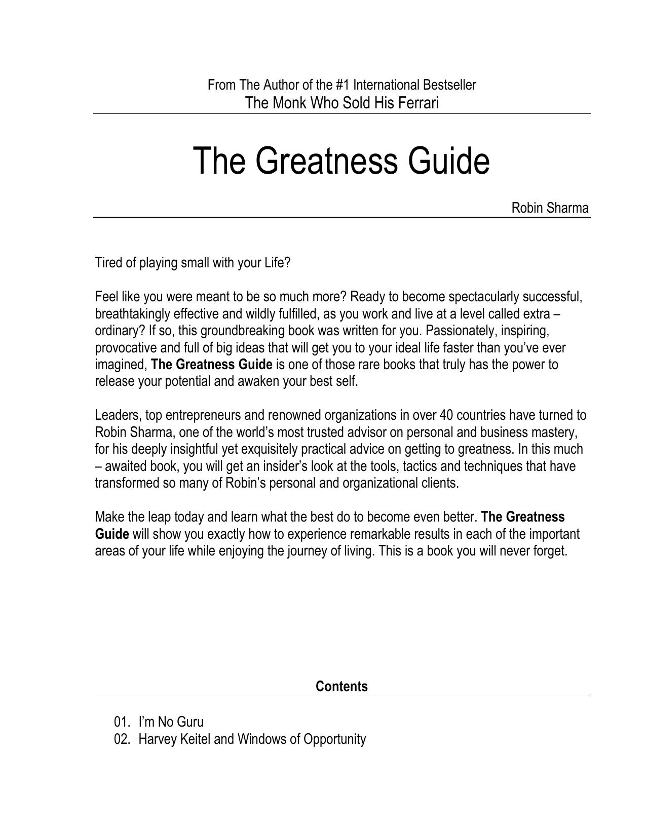 The Greatness Guide by Robin Sharma