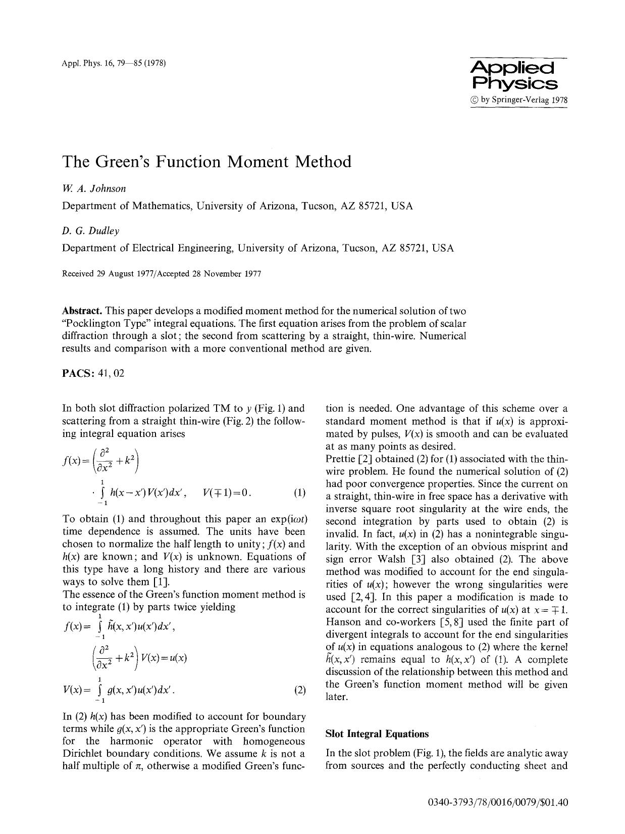 The Green's function moment method by Unknown