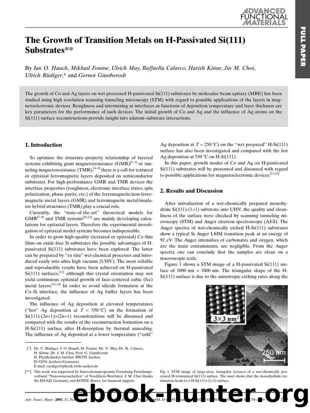 The Growth of Transition Metals on H-Passivated Si(111) Substrates by K & W
