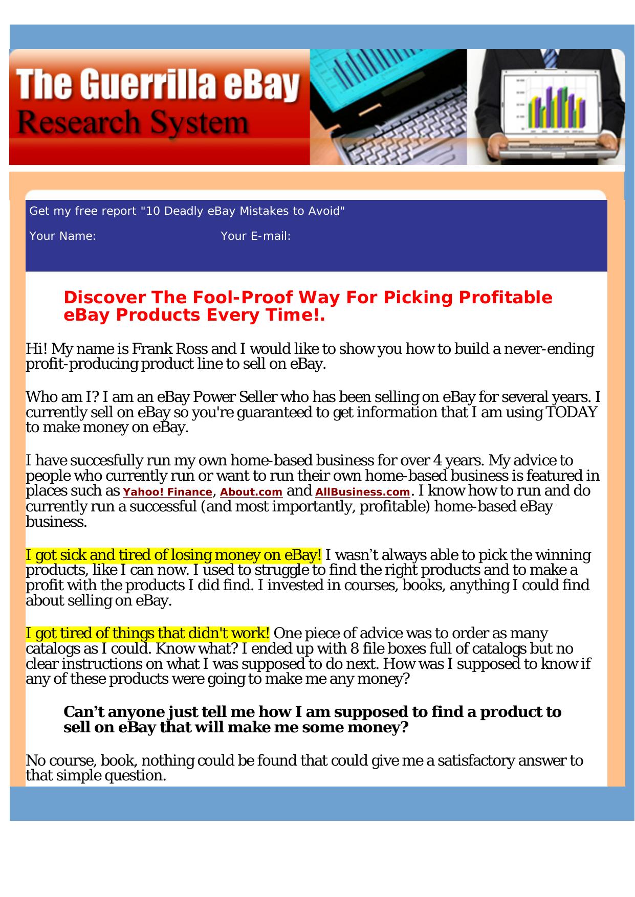 The Guerrilla eBay(R) Research System. by Best of Kuszter's Collection