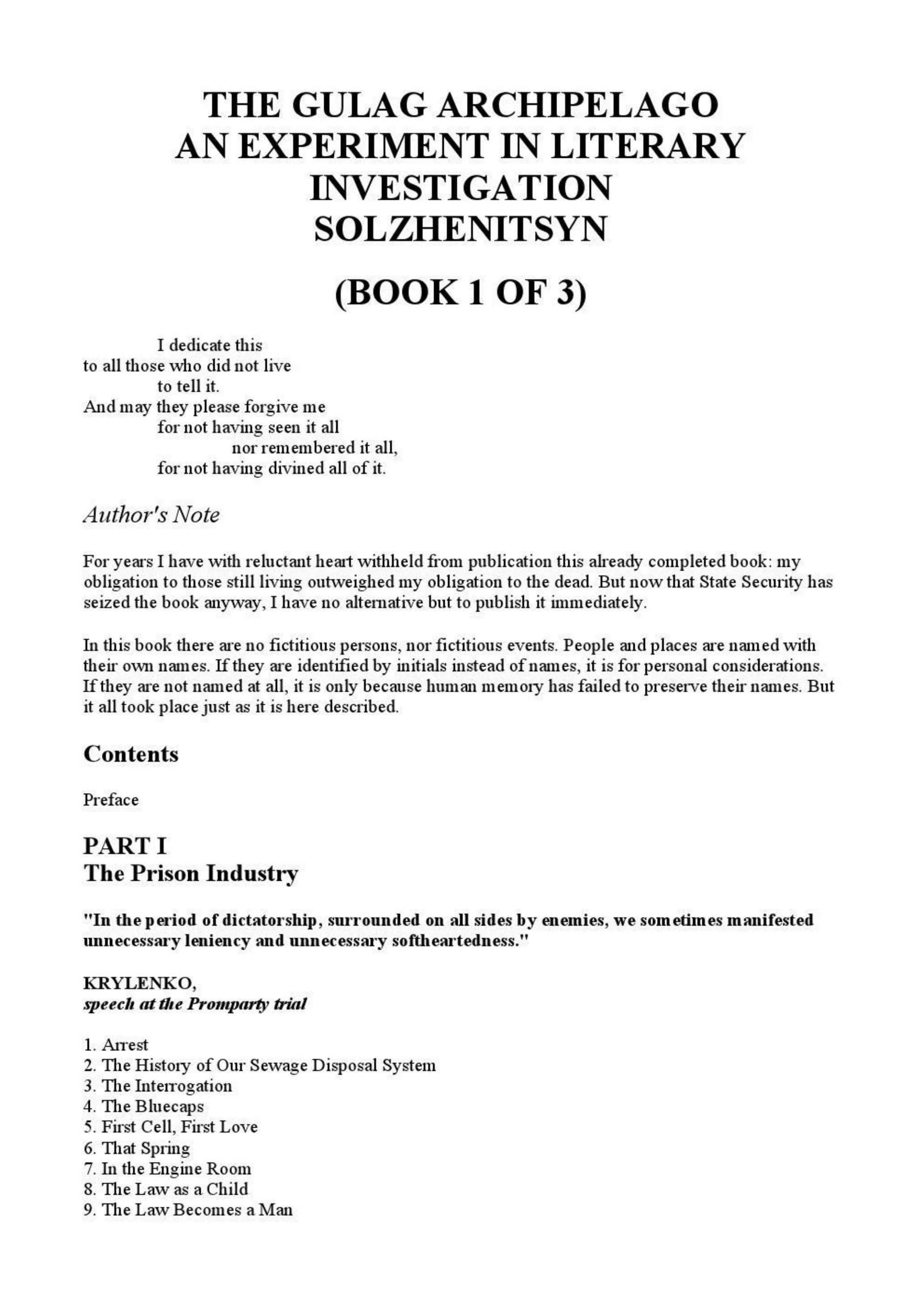 The Gulag Archipelago - An Experiment in Literary Investigation Volume 1 pdf by roflcopter2110