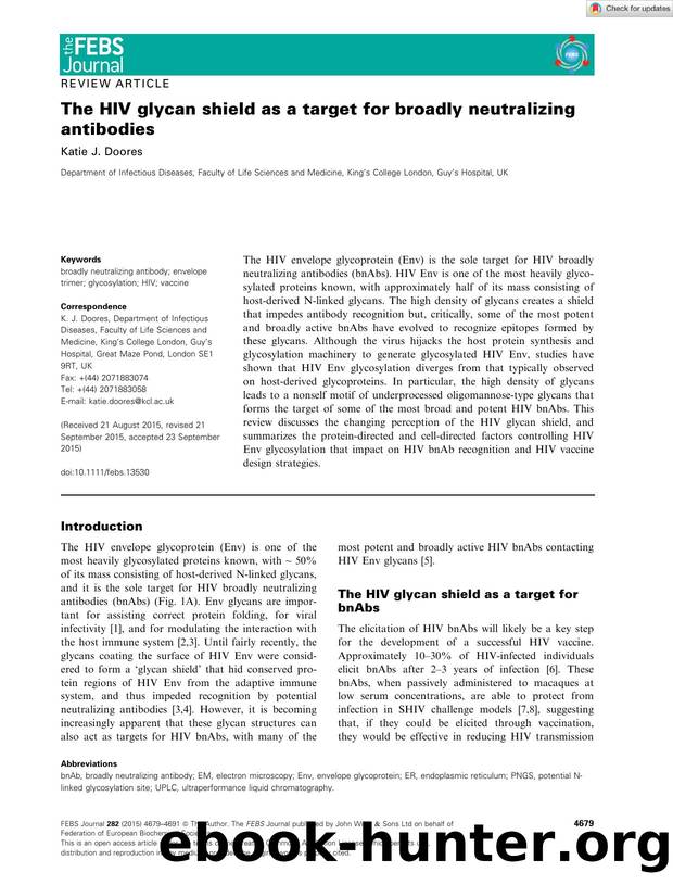 The HIV glycan shield as a target for broadly neutralizing antibodies by Unknown