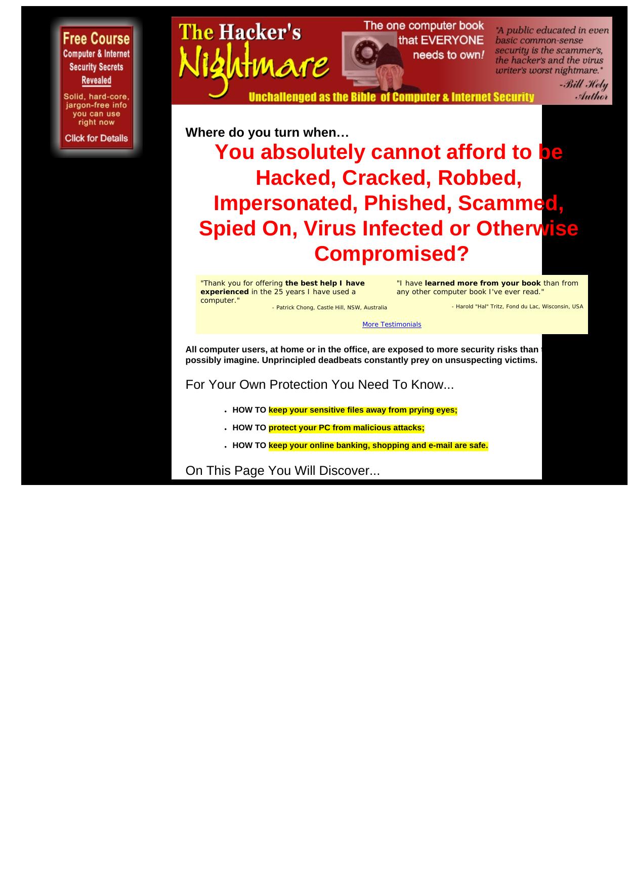 The Hackers Nightmare- The Bible Of Computer & Internet Security. by Best of Kuszter's Collection