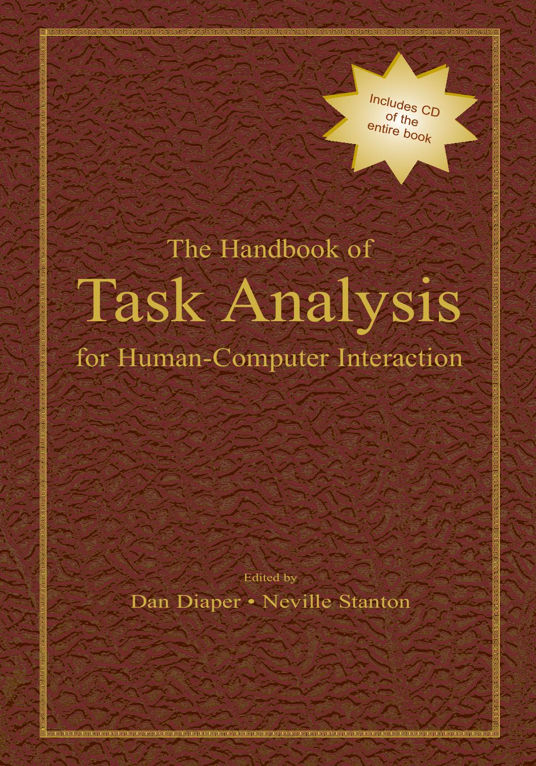 The Handbook of Task Analysis for Human-Computer Interaction by D. Diaper Neville A. Stanton