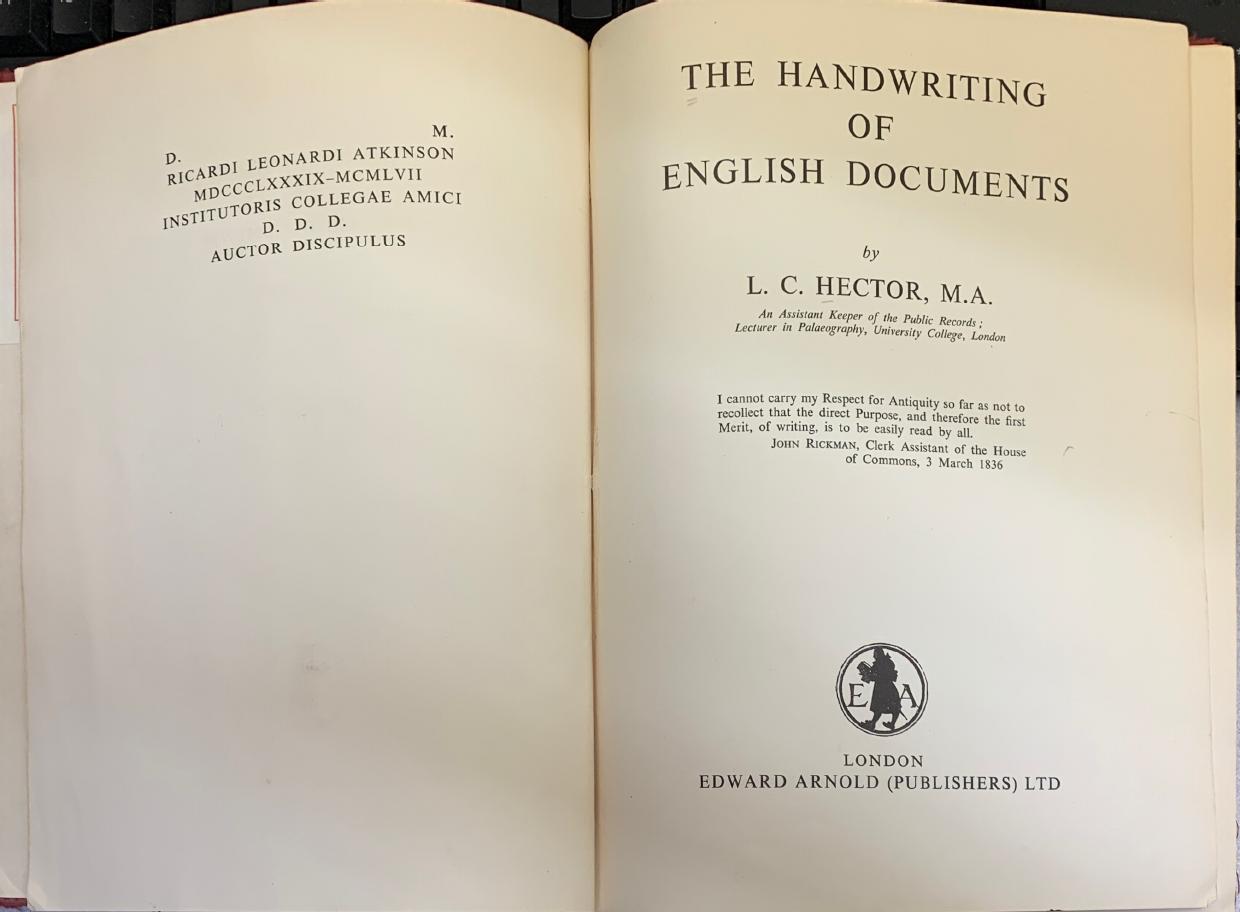 The Handwriting of English Documents by L. C. Hector