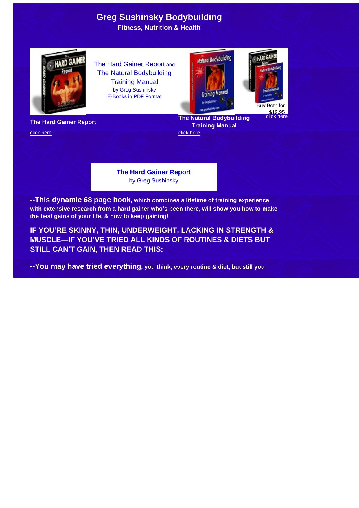 The Hard Gainer Report. by Best of Kuszter's Collection