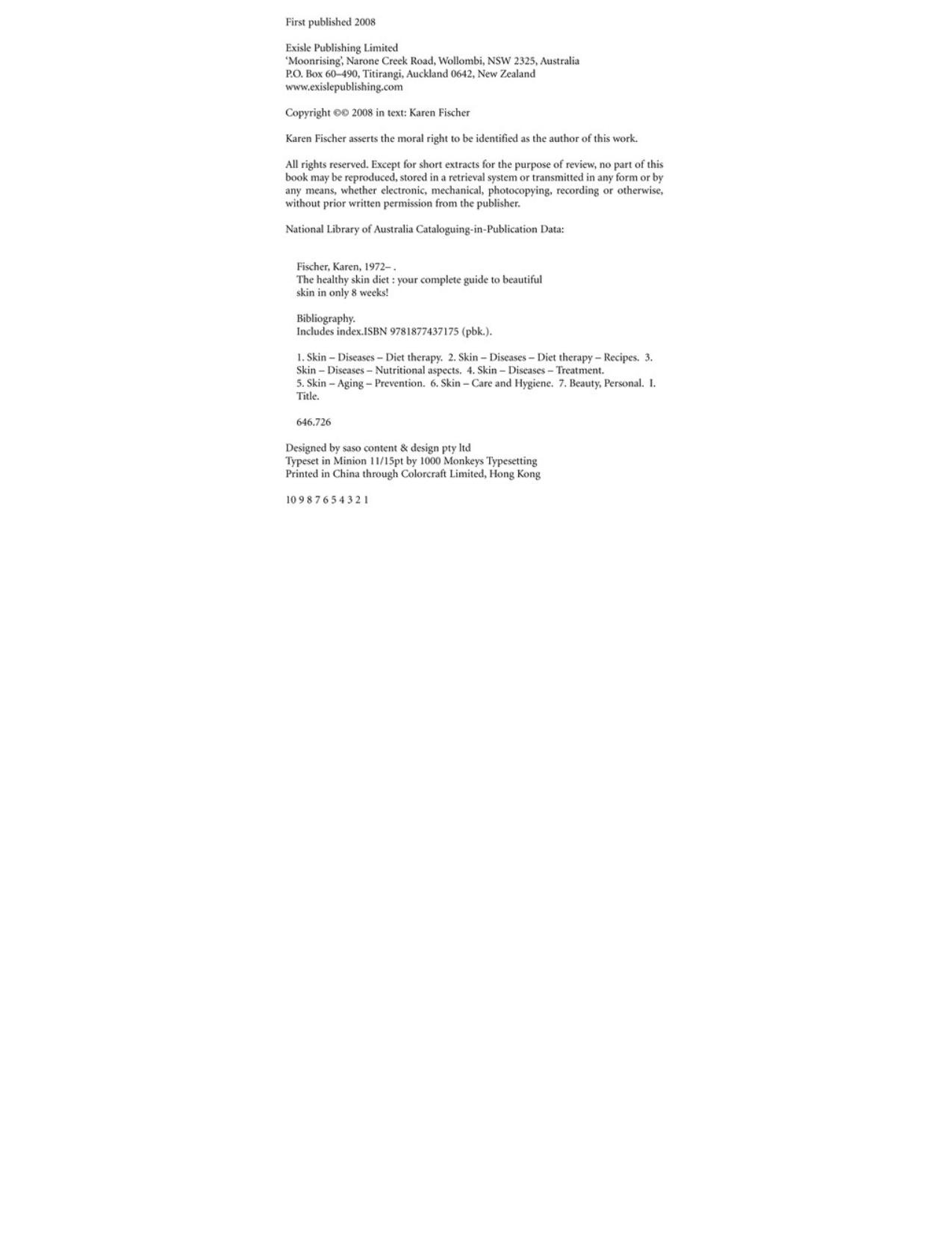 The Healthy Skin Diet by Karen Fischer