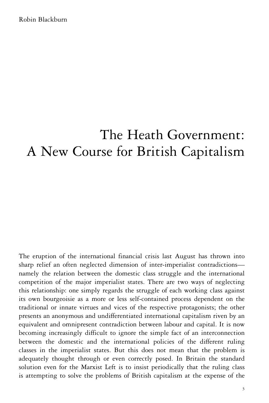 The Heath Government: A New Course for British Capitalism by Robin Blackburn