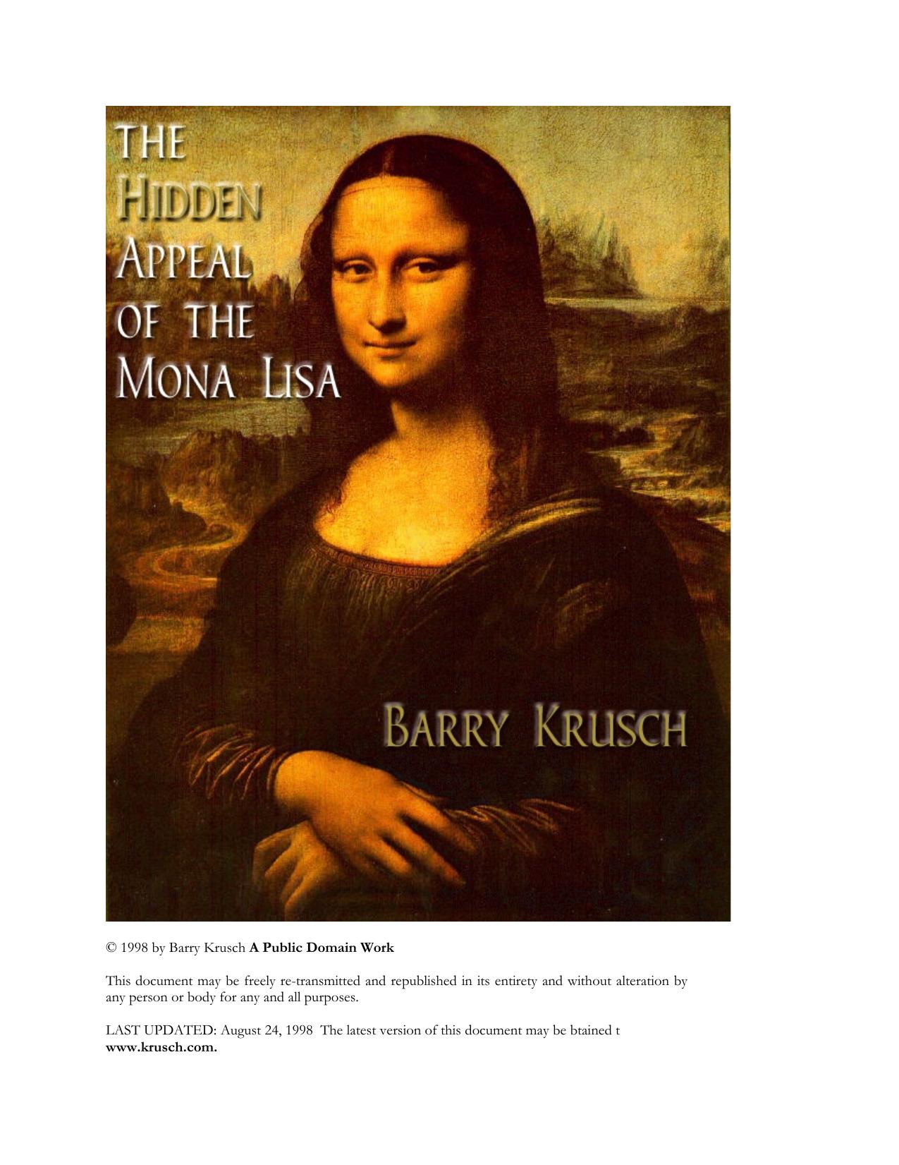 The Hidden Appeal of The Mona Lisa by Barry Krusch