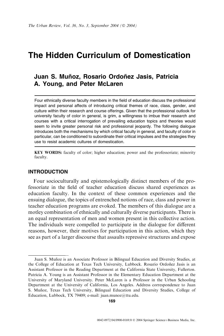 The Hidden Curriculum of Domestication by The Hidden Curriculum of Domestication
