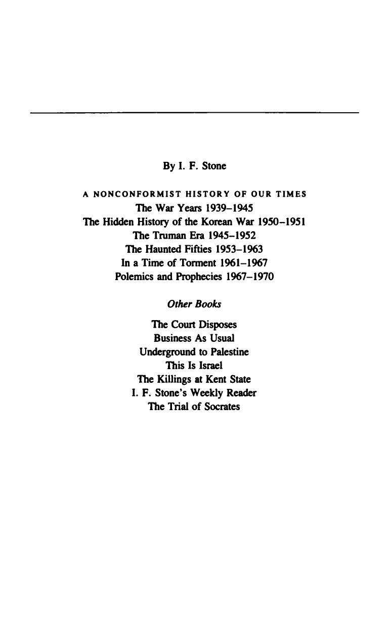 The Hidden History of the Korean War 1950/1 by I. F. Stone