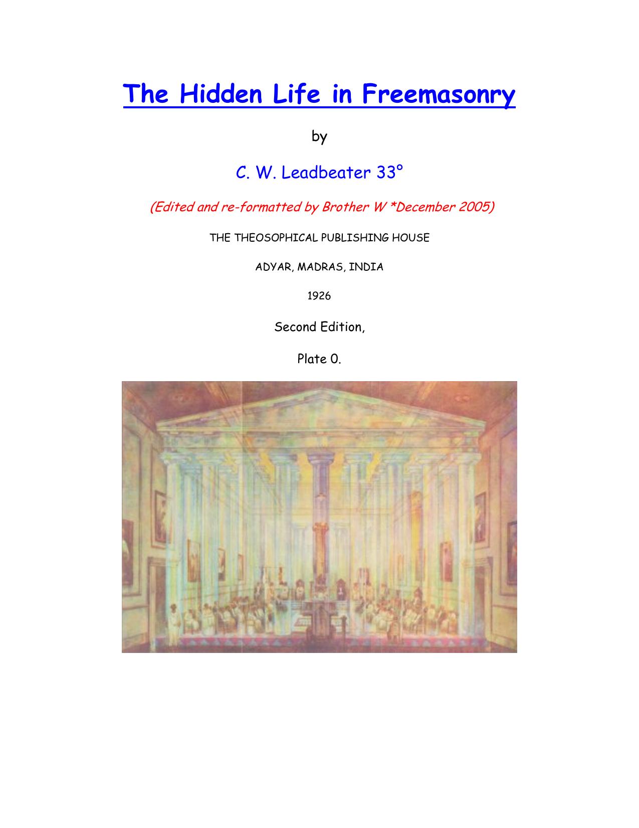 The Hidden Life in Freemasonry by Administrator