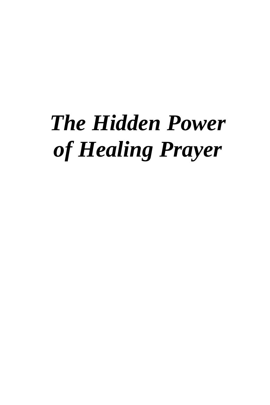 The Hidden Power of Healing Prayer by Mahesh Chavda