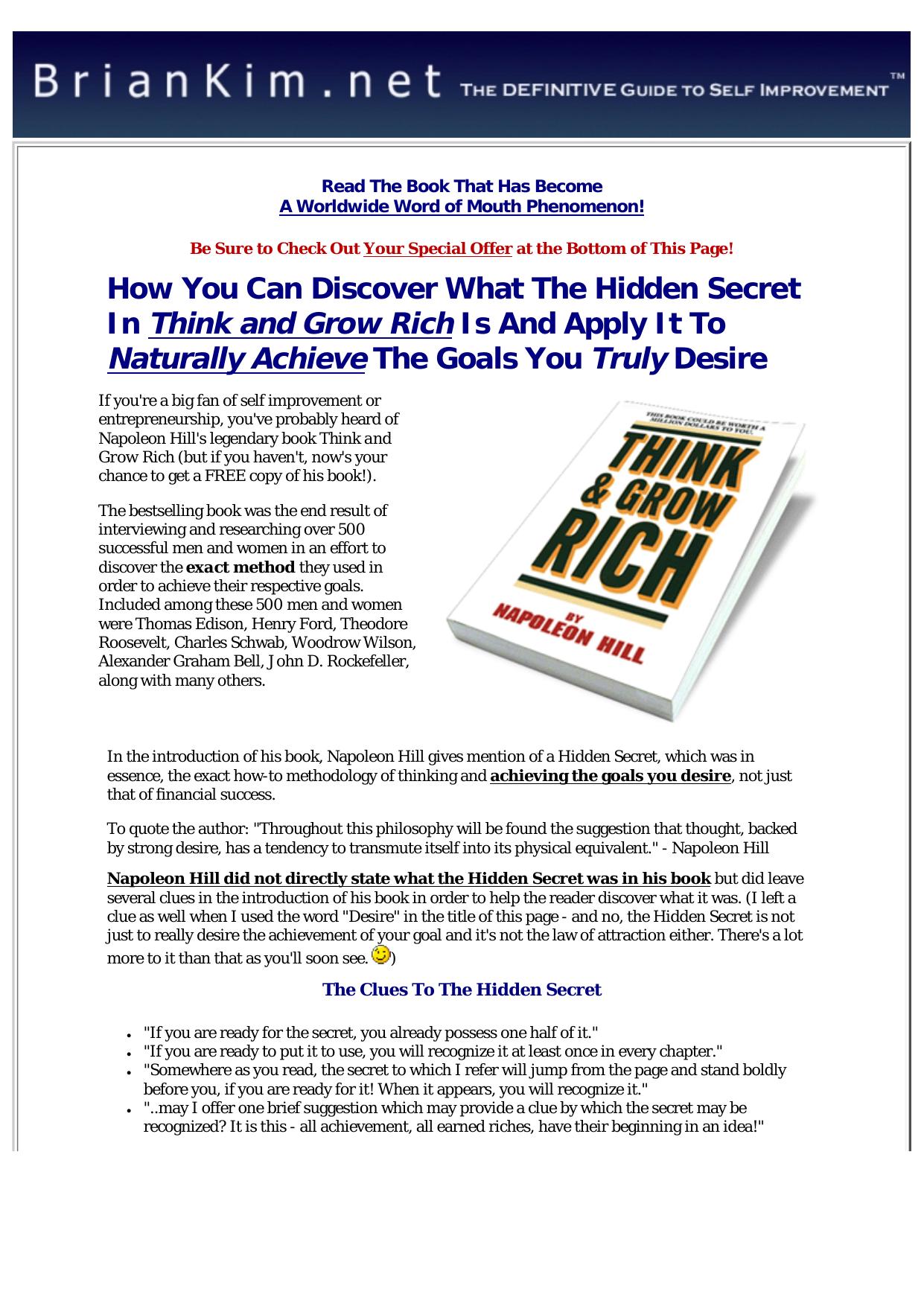 The Hidden Secret In Think And Grow Rich. by Best of Kuszter's Collection