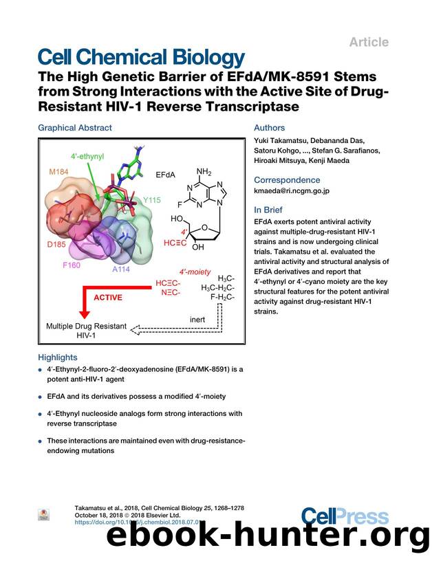 The High Genetic Barrier of EFdAMK-8591 Stems from Strong Interactions with the Active Site of Drug-Resistant HIV-1 Reverse Transcriptase by unknow