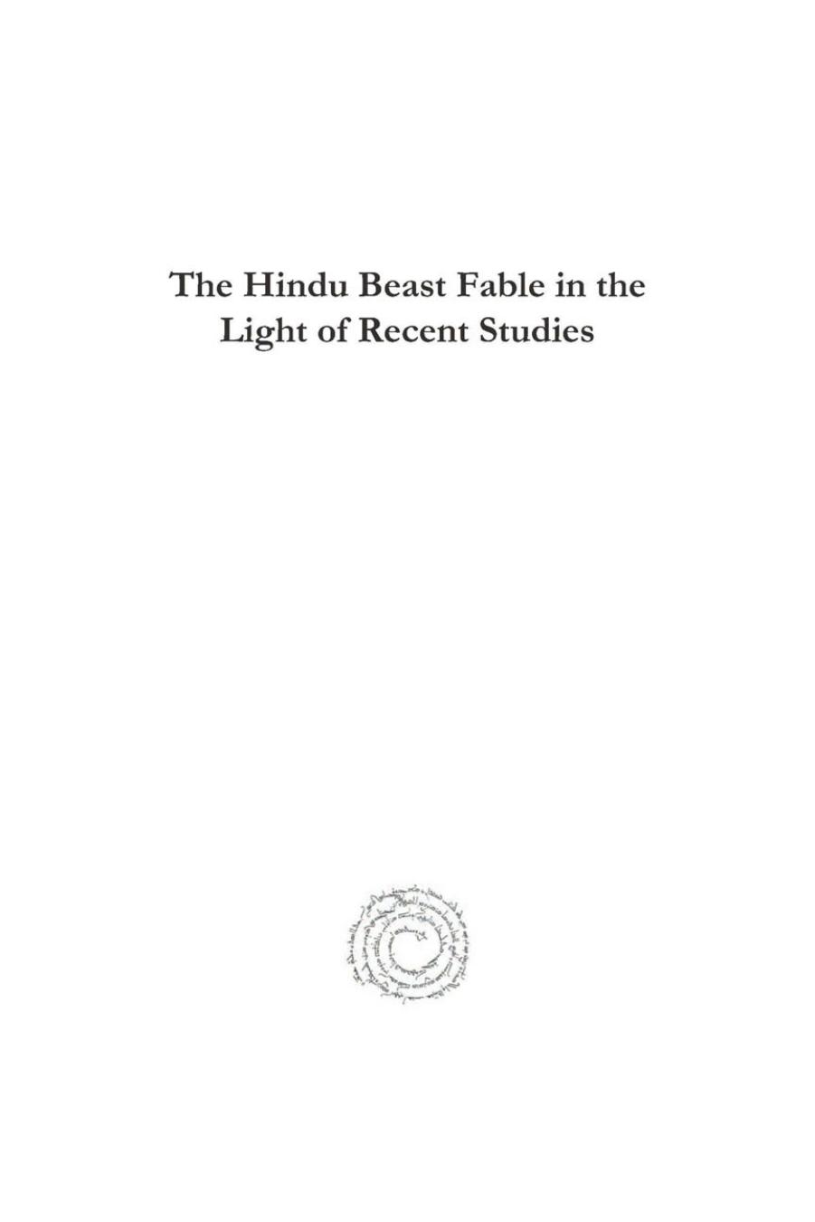 The Hindu Beast Fable in the Light of Recent Studies by Franklin Edgerton
