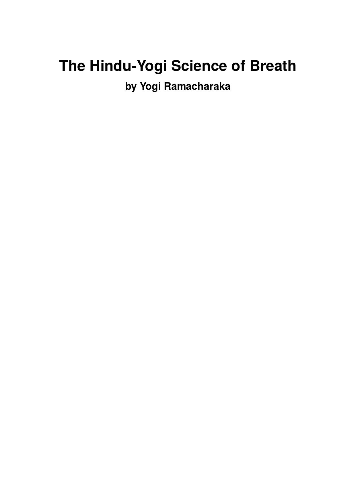 The Hindu-Yogi Science of Breath by Unknown