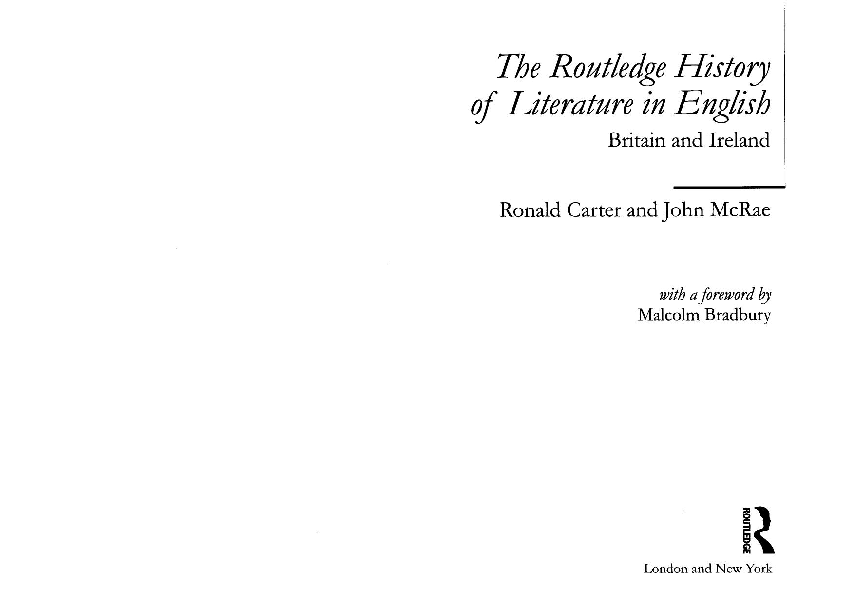 The History Of Literature In English Britain And Ireland by Ronald Carter