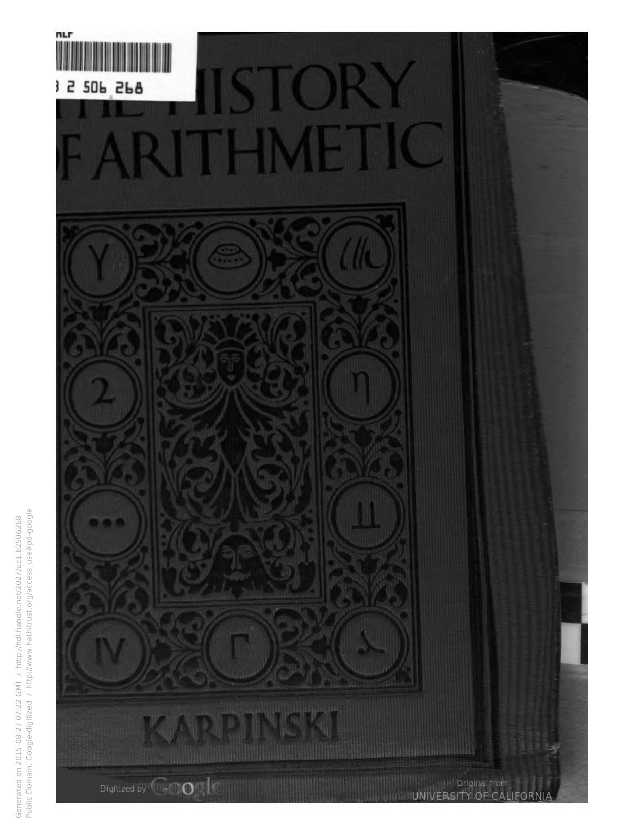 The History of Arithmetic by Louis Charles Karpinski