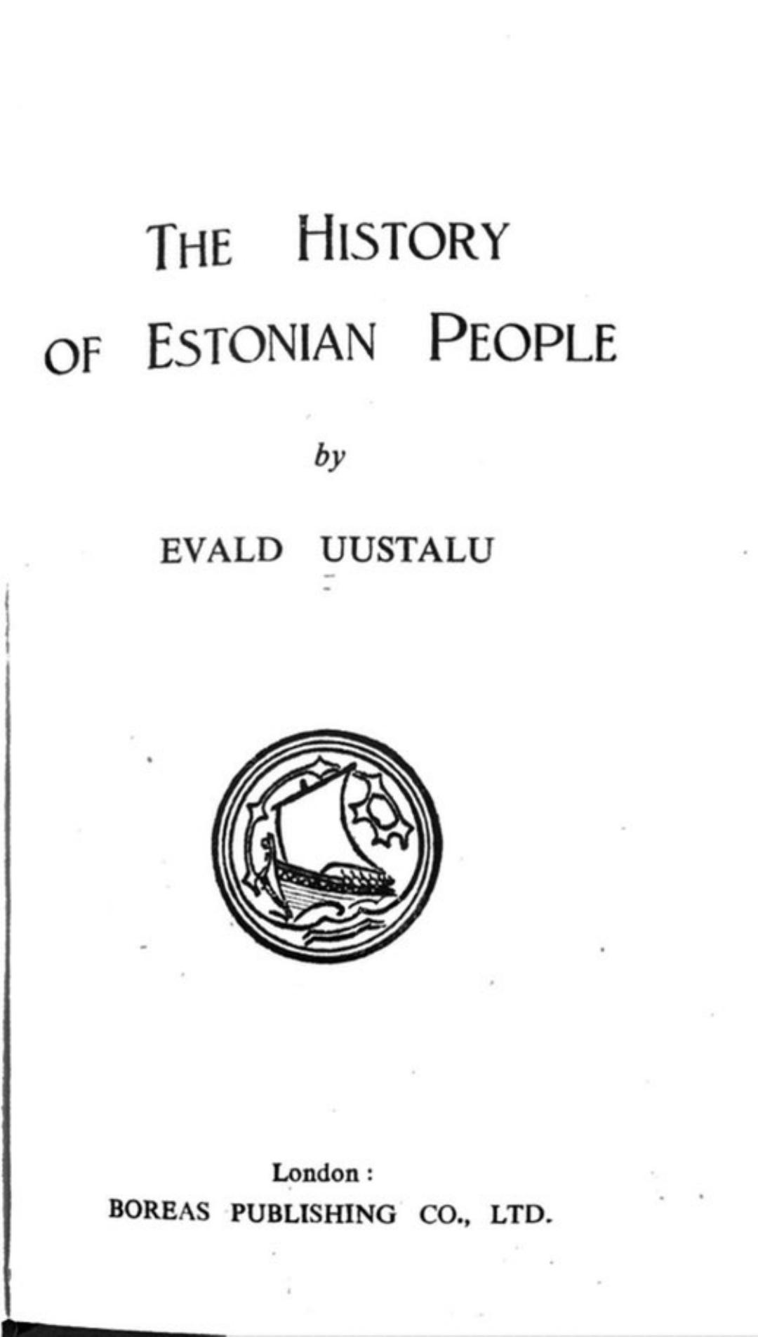 The History of Estonian People by Evald Uustalu