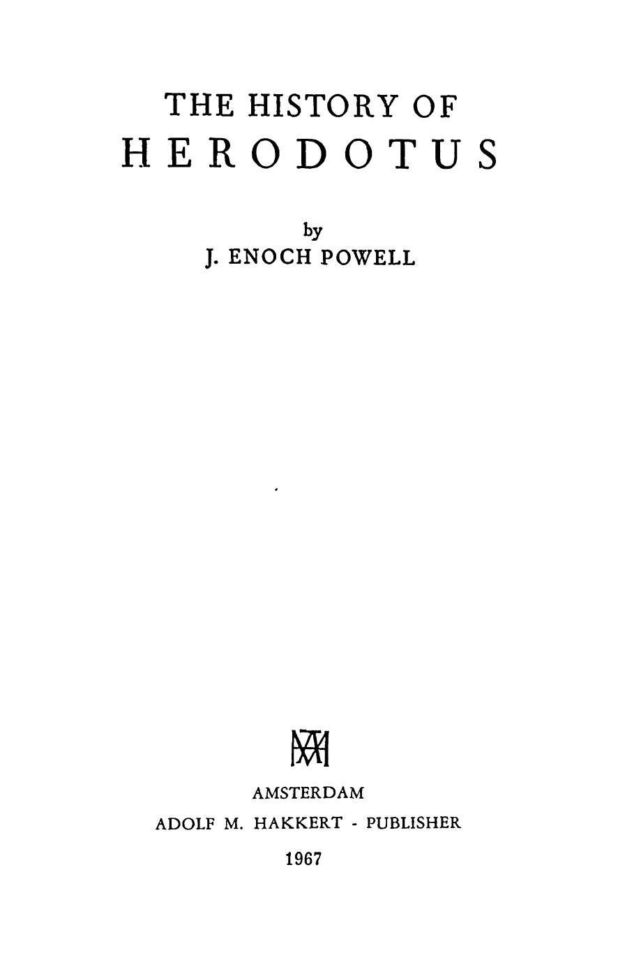The History of Herodotus by Powell John Enoch