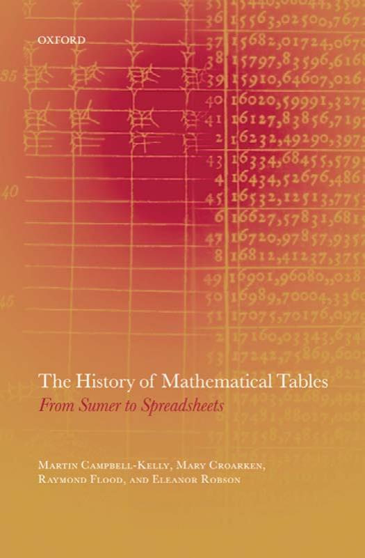The History of Mathematical Tables: From Sumer to Spreadsheets by unknow