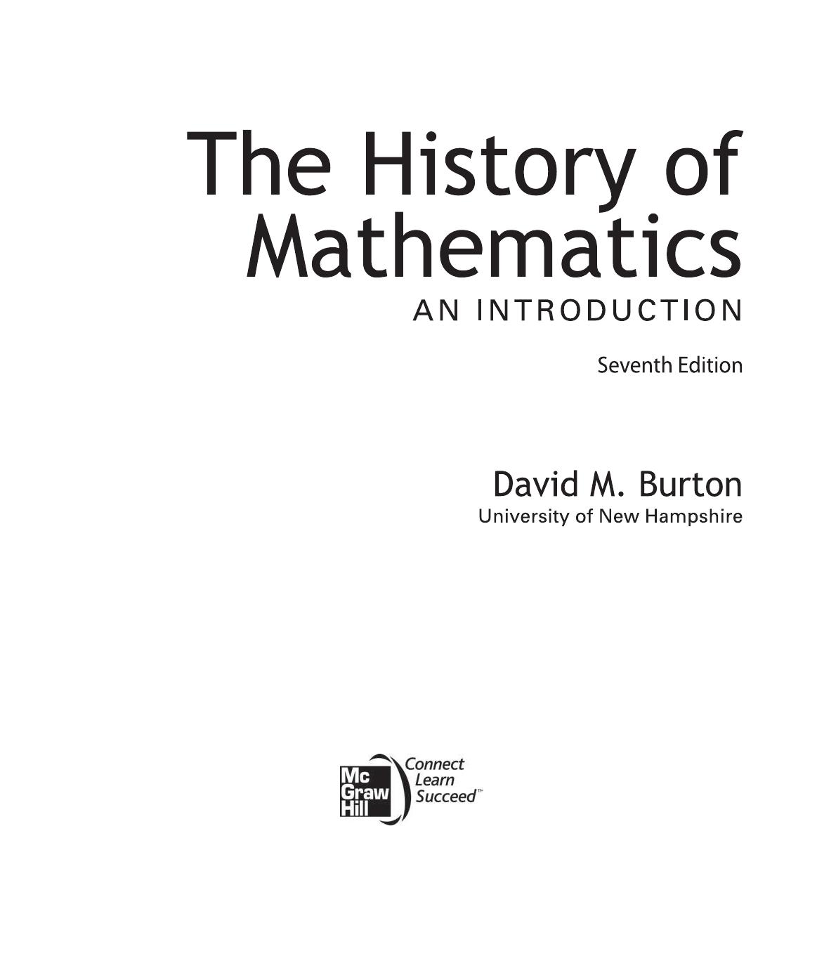 The History of Mathematics: An Introduction by David Burton