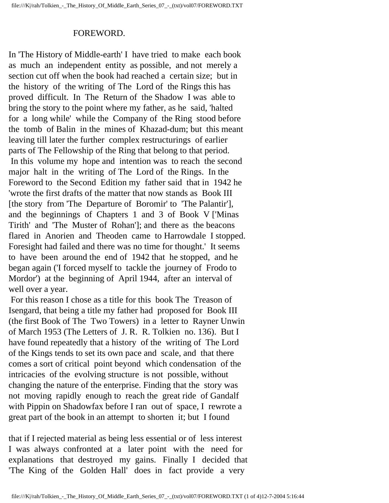 The History of Middle-earth Vol. 07 -The Treason of Isengard by Unknown