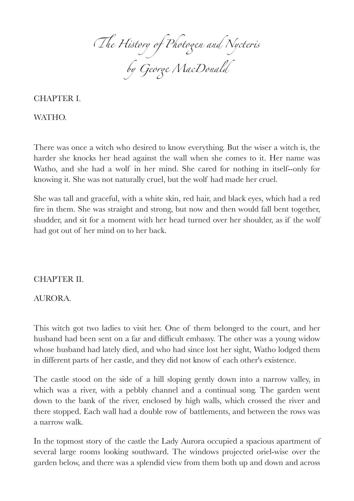 The History of Photogen and Nycteris by George MacDonald