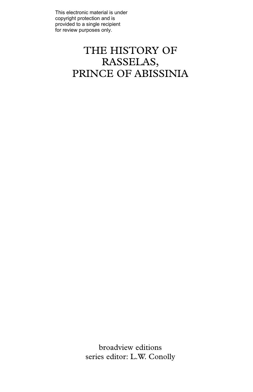The History of Rasselas, Prince of Abissinia by Samuel Johnson Jessica Richard