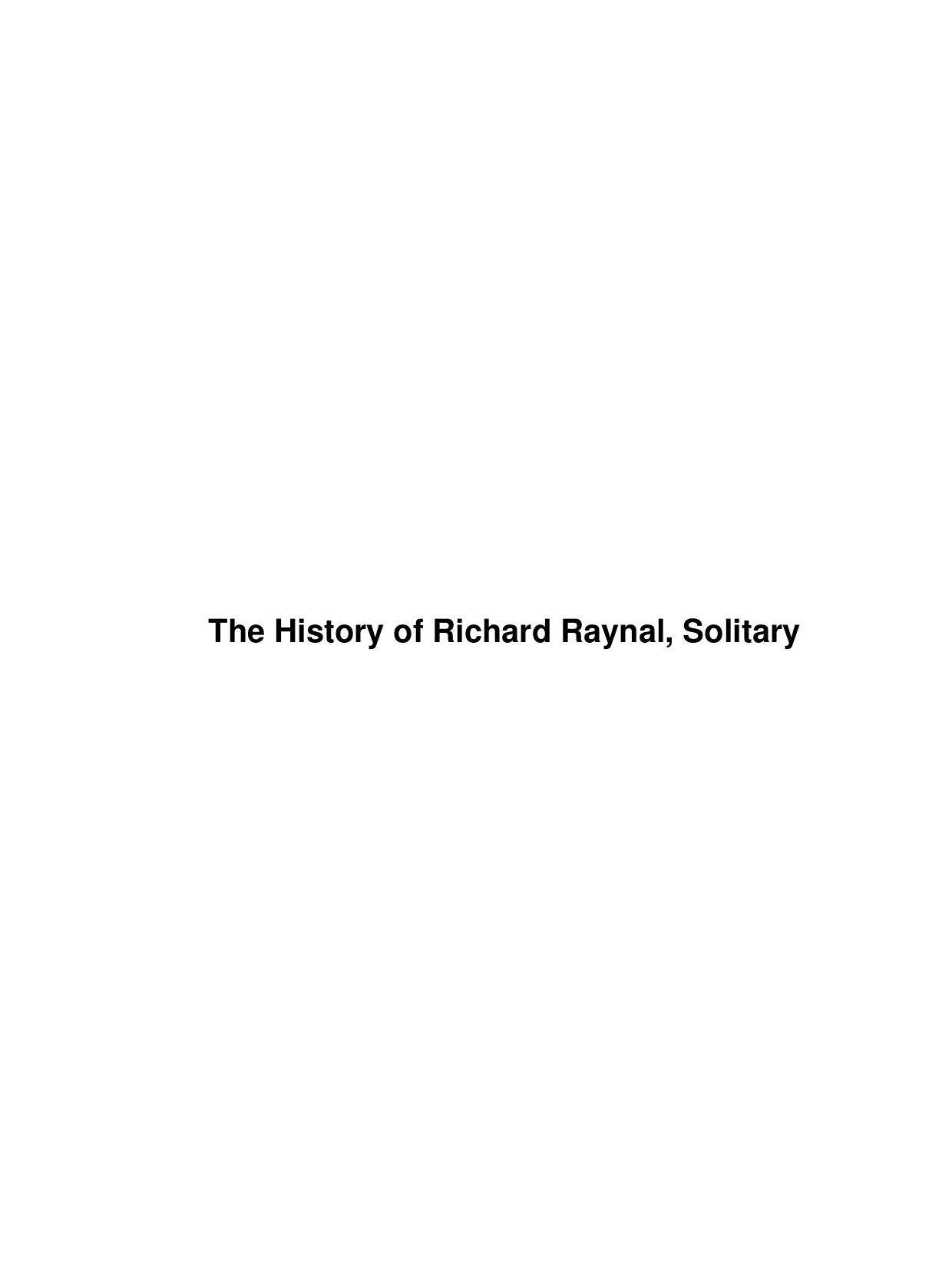 The History of Richard Raynal, Solitary by Unknown