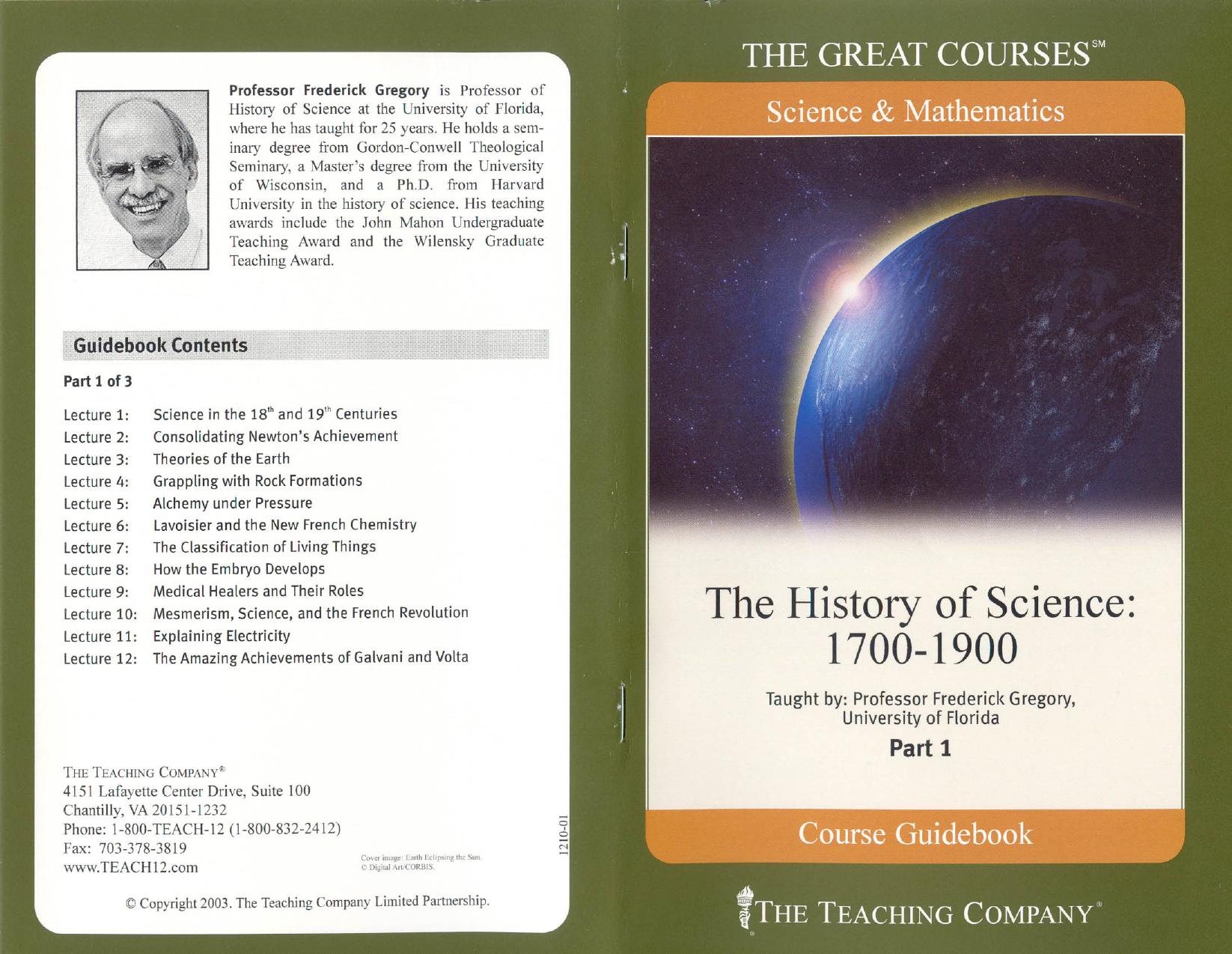 The History of Science: 1700 - 1900 Guidebook 1 by Olorin