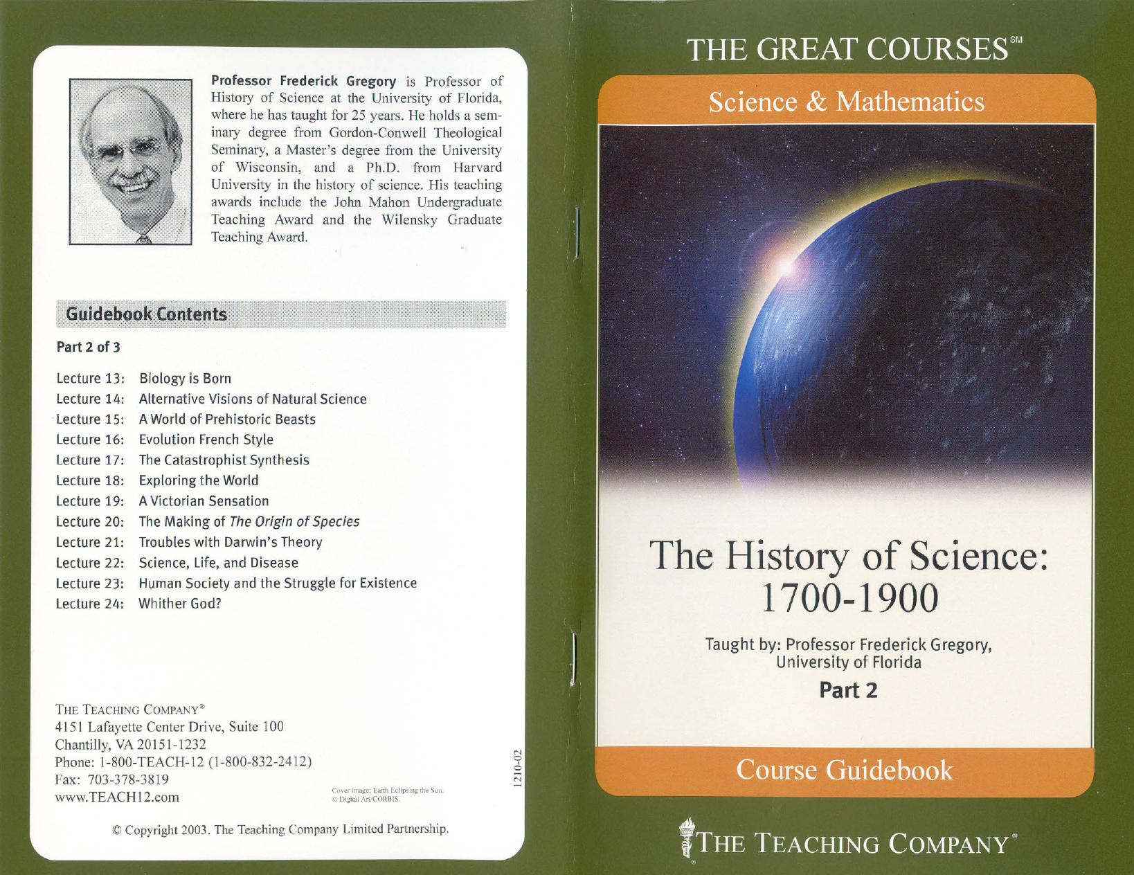 The History of Science: 1700 - 1900 Guidebook 2 by Olorin