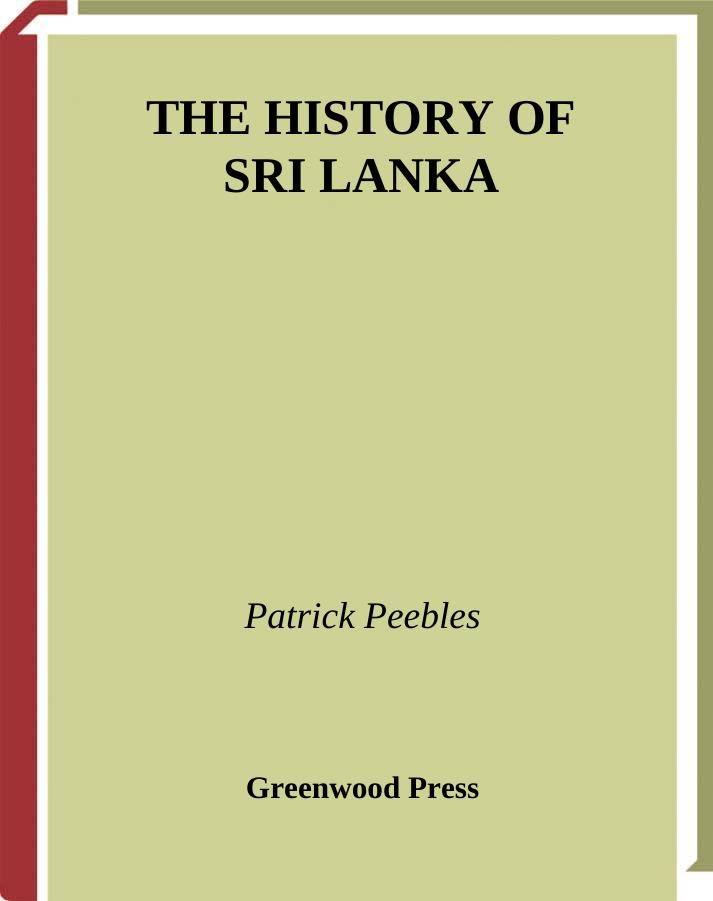 The History of Sri Lanka by Patrick Peebles