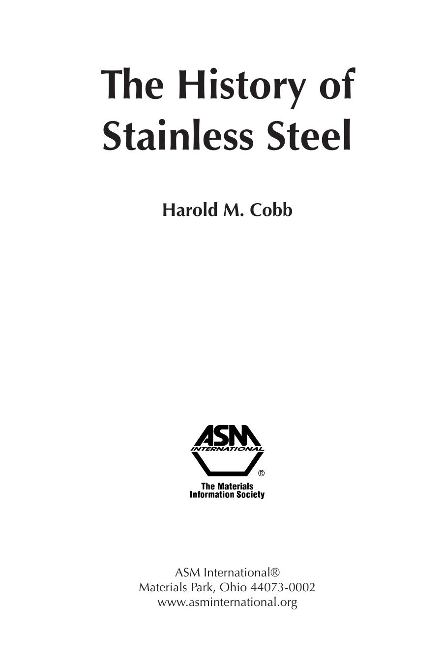 The History of Stainless Steel (Repost) by Harold M. Cobb