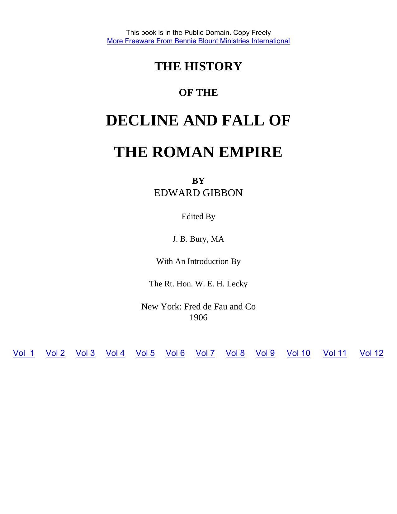 The History of The Decline and Fall of The Roman Empire by Unknown