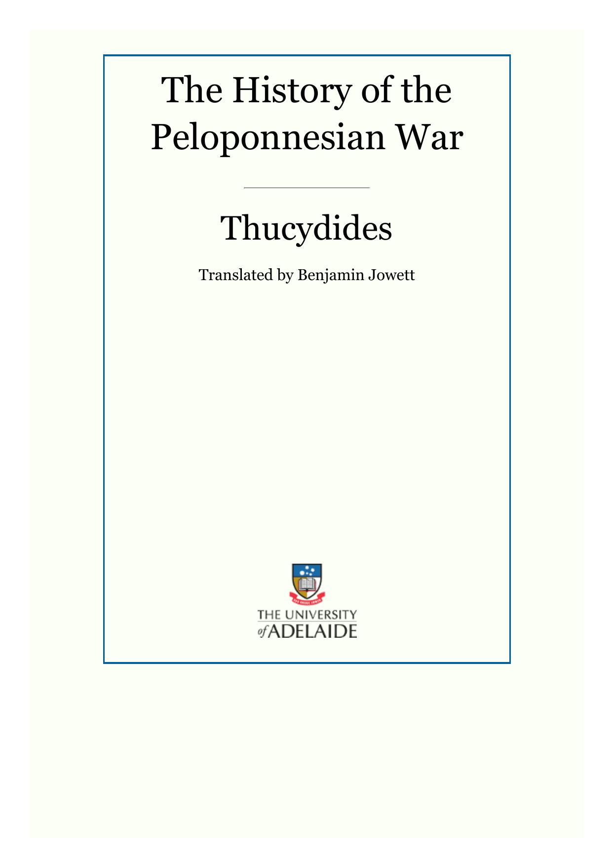 The History of the Peloponnesian War by Unknown