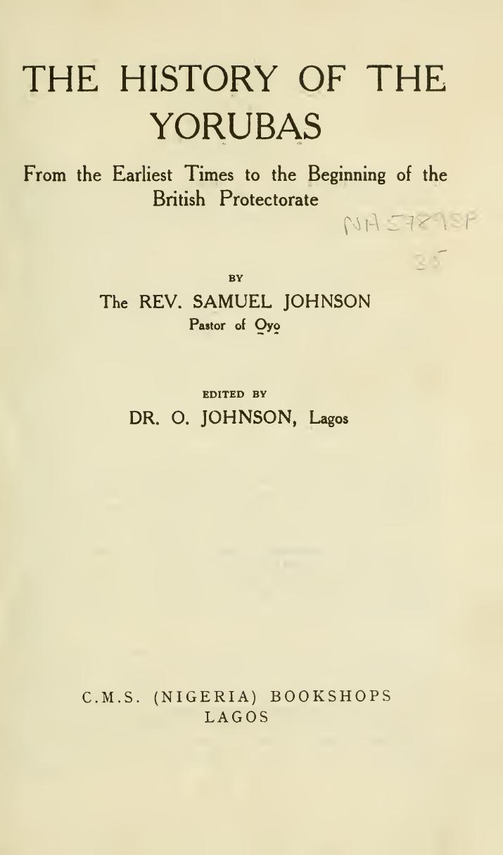 The History of the Yorubas by Samuel Johnson