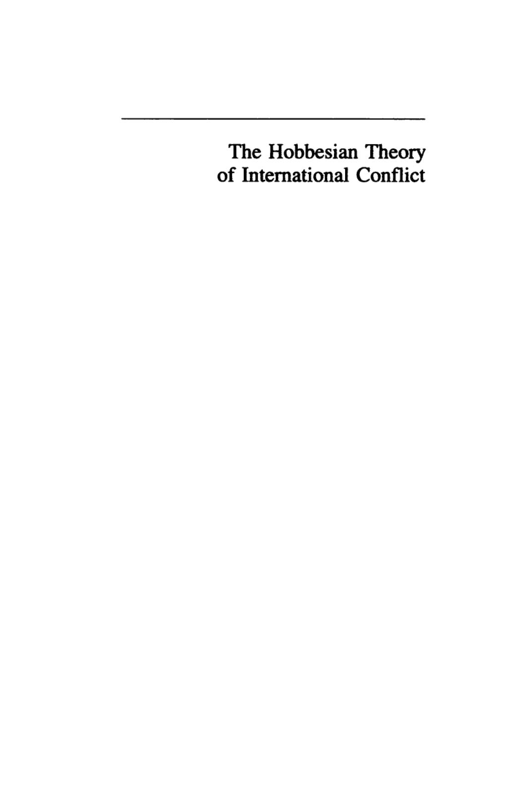 The Hobbesian theory of international conflict by Raino Malnes