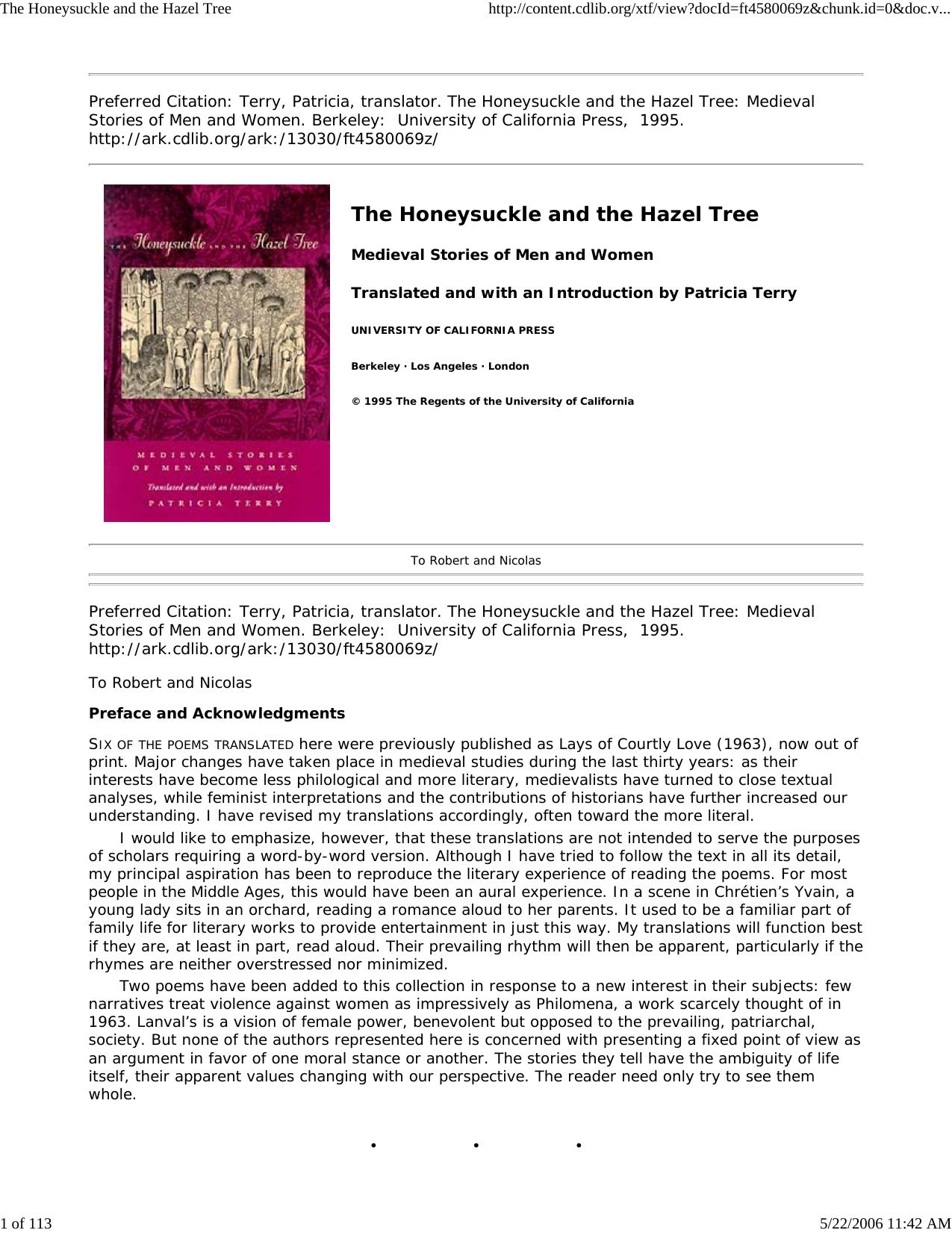 The Honeysuckle and the Hazel Tree by Clark