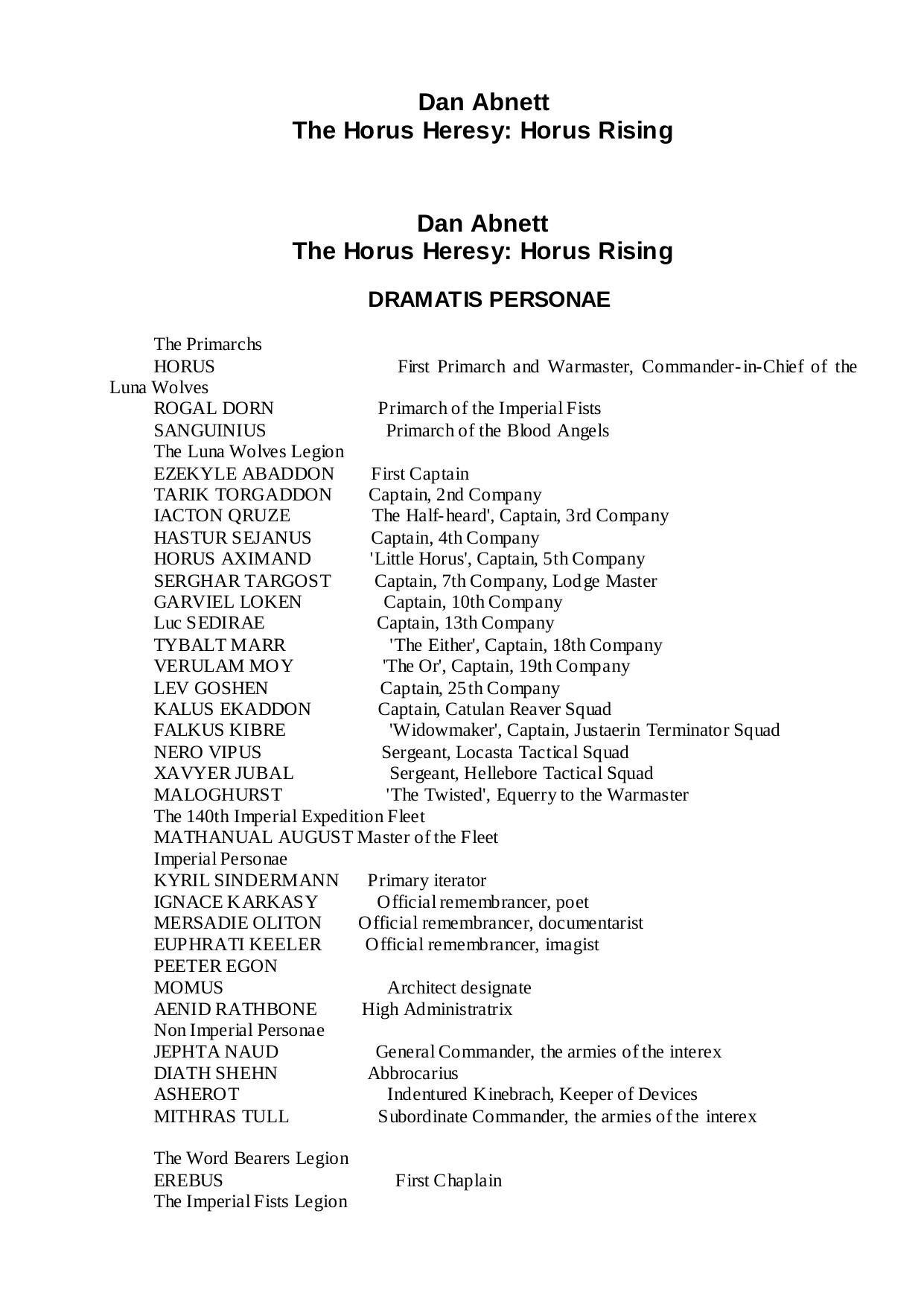 The Horus Heresy: Horus Rising by Dan Abnett