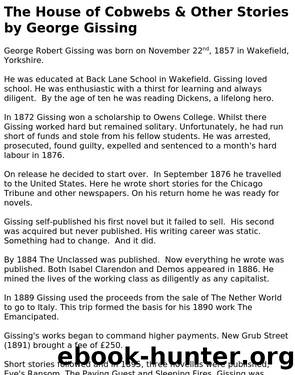 The House of Cobwebs by George Gissing