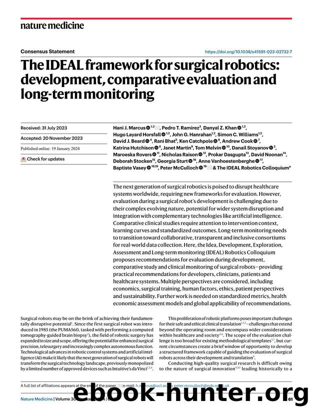 The IDEAL framework for surgical robotics: development, comparative evaluation and long-term monitoring by unknow