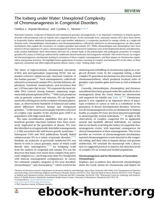 The Iceberg under Water: Unexplored Complexity of Chromoanagenesis in Congenital Disorders by Cinthya J. Zepeda-Mendoza & Cynthia C. Morton