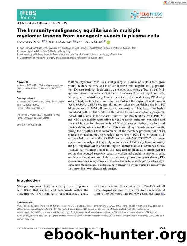 The Immunityâmalignancy equilibrium in multiple myeloma: lessons from oncogenic events in plasma cells by Unknown