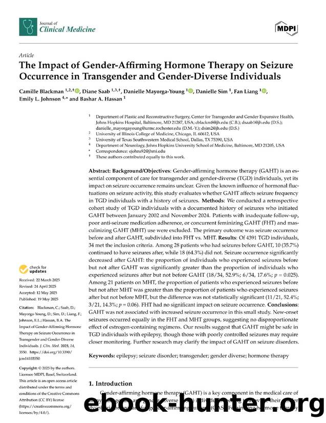 The Impact of Gender-Affirming Hormone Therapy on Seizure Occurrence in Transgender and Gender-Diverse Individuals by Unknown